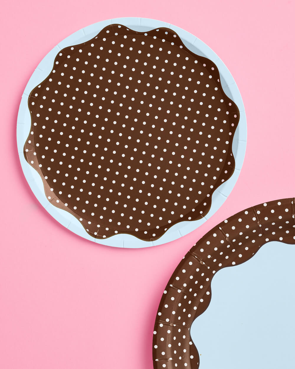 Brown + Blue Plates - 10 paper plates, 7in