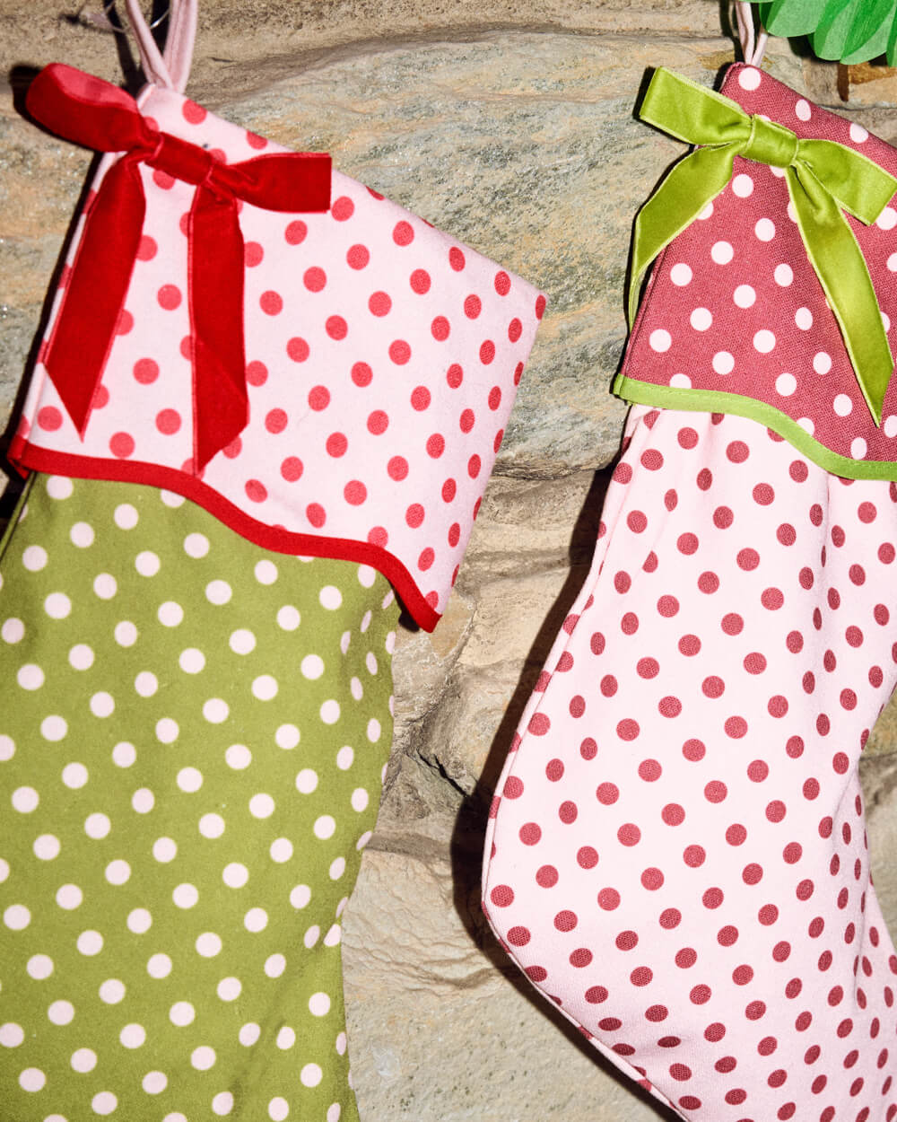 Polka Dot Stockings - 2 canvas stockings