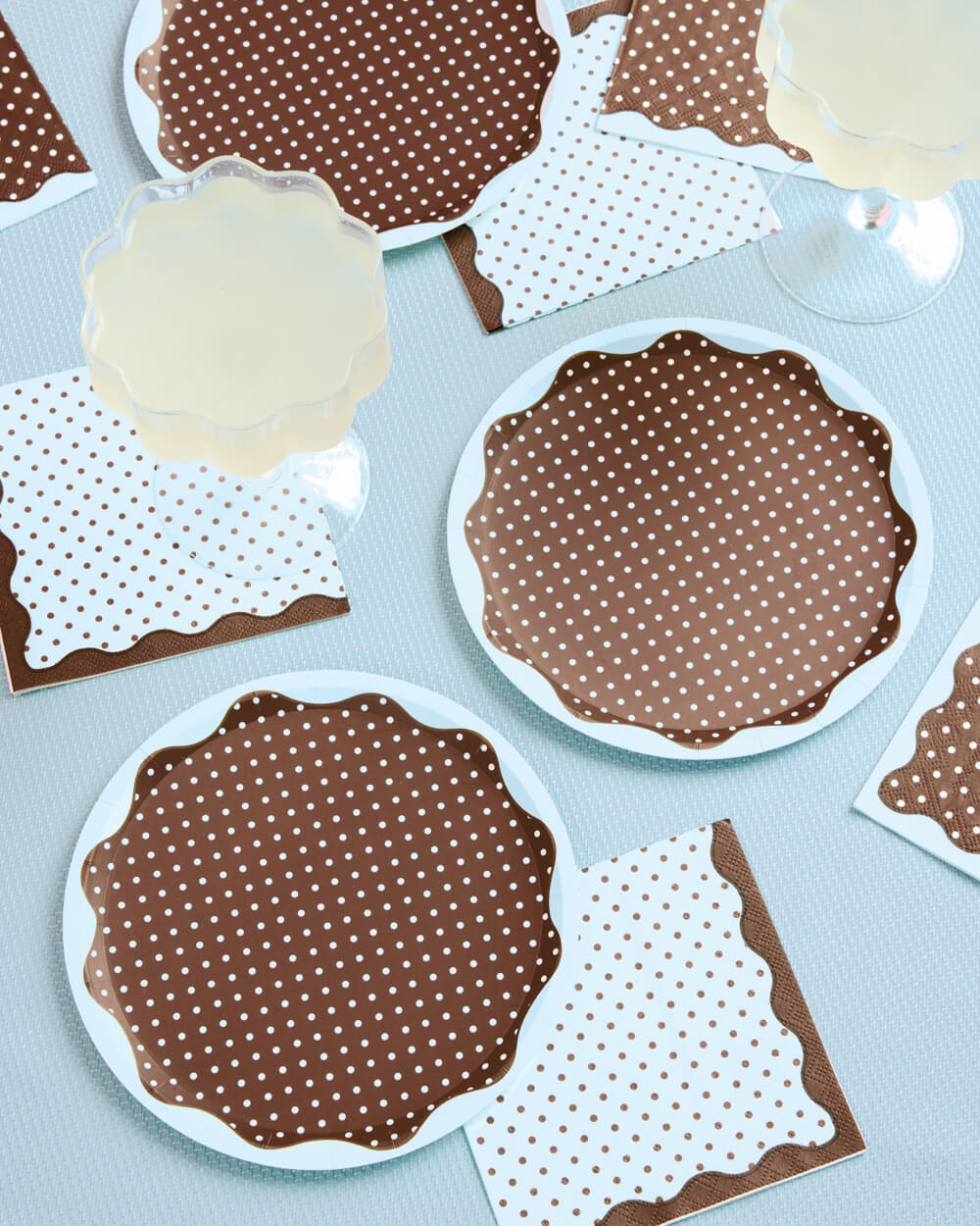 Brown + Blue Plates - 10 paper plates, 7in