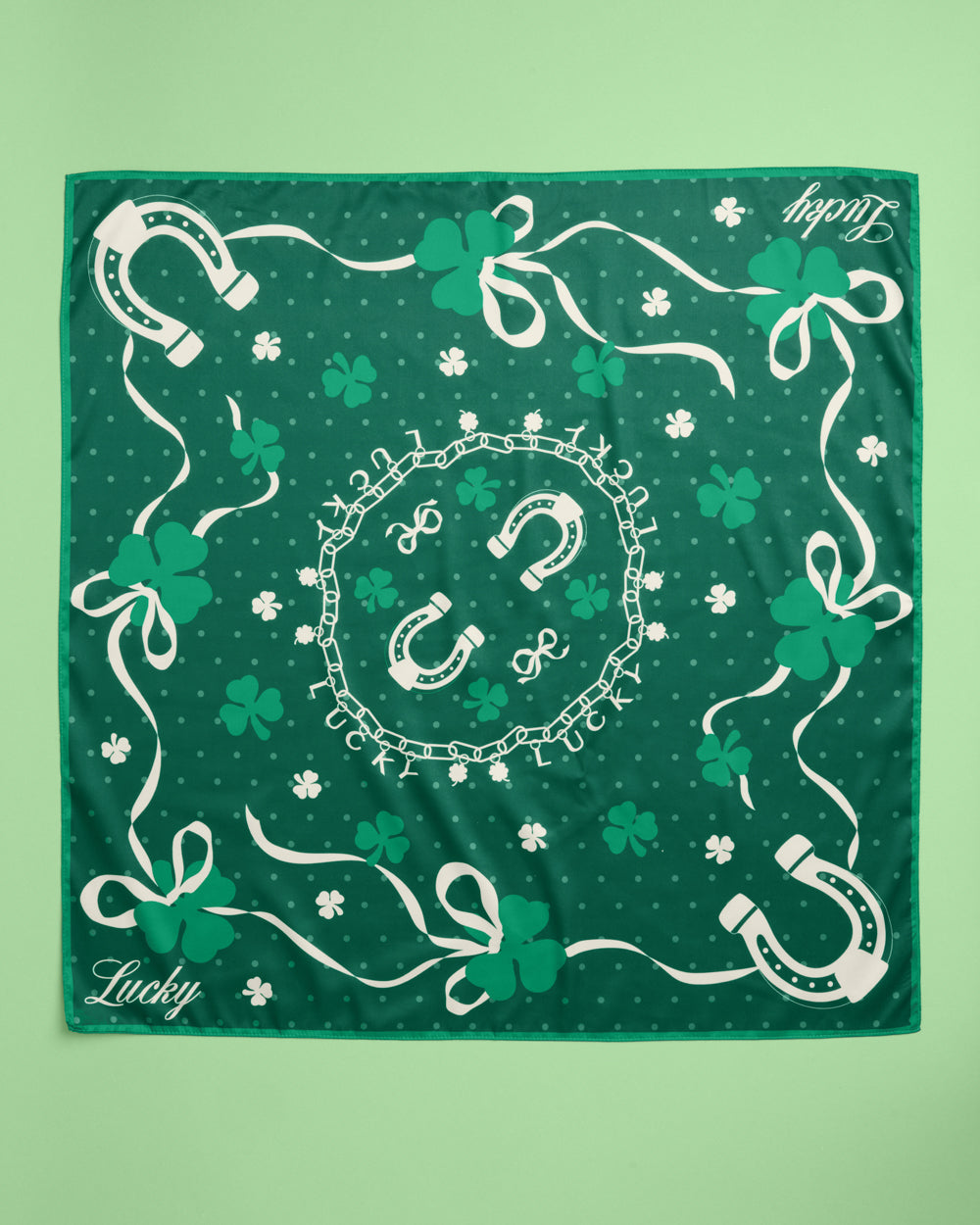 Lucky Headscarf - green silk headscarf