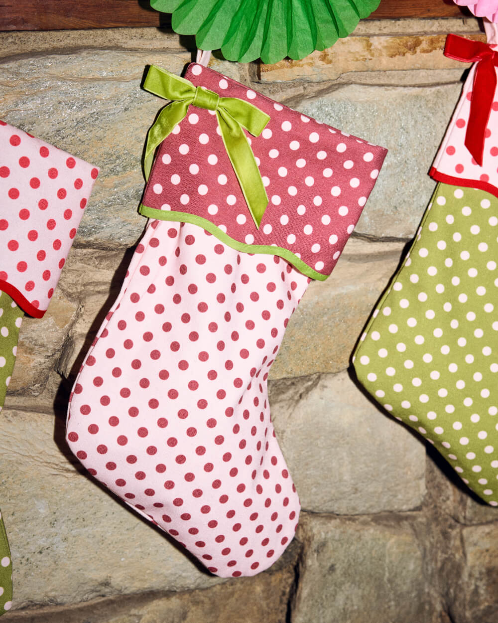 Polka Dot Stockings - 2 canvas stockings