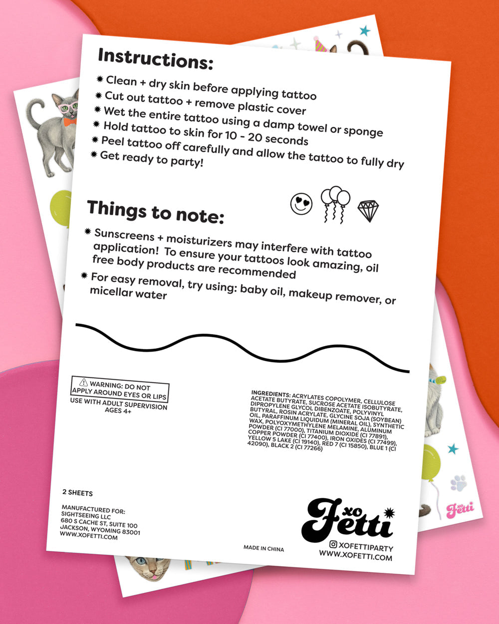Crazy Cat Tats - 54 temporary tattoos