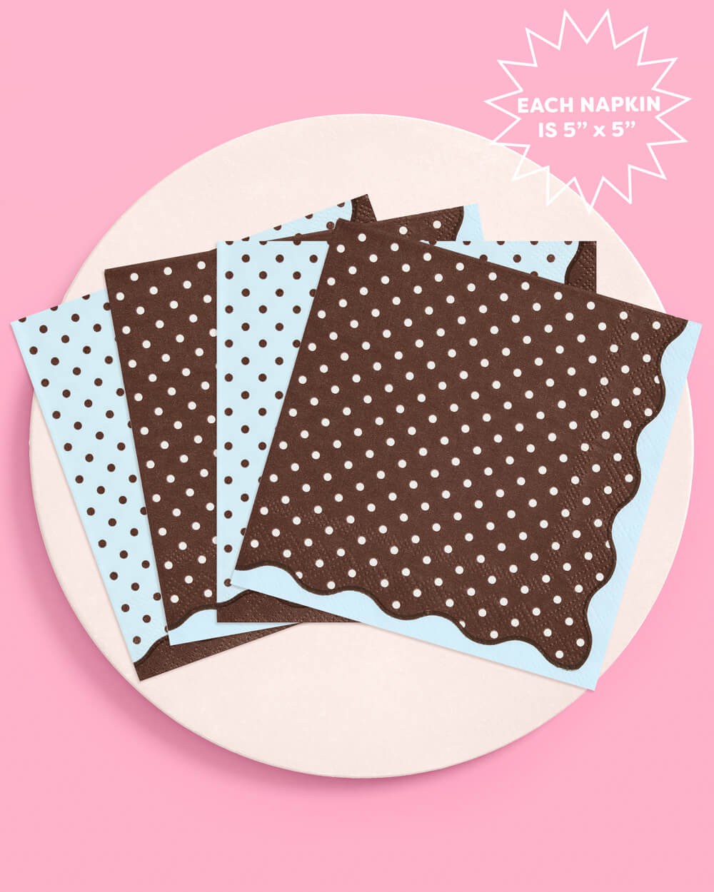 Brown + Blue Napkins - 24 paper napkins