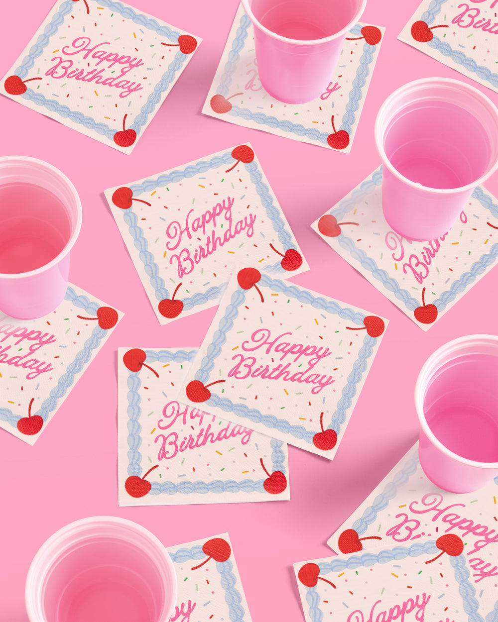 Bday Cake Napkins - 25 sprinkle napkins