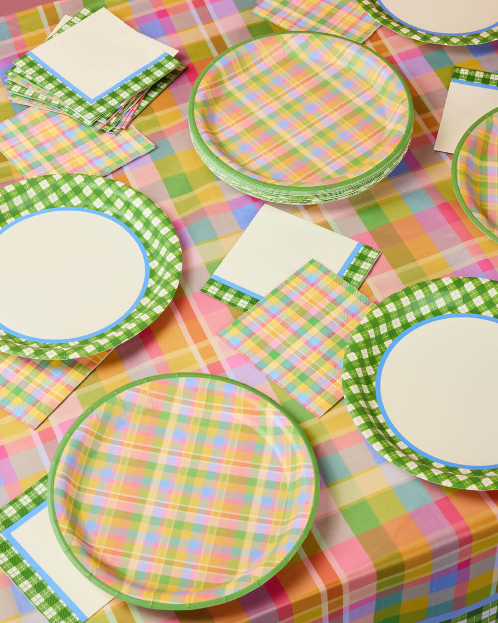 Summer Camp Trio - plates, napkins + tablecloth