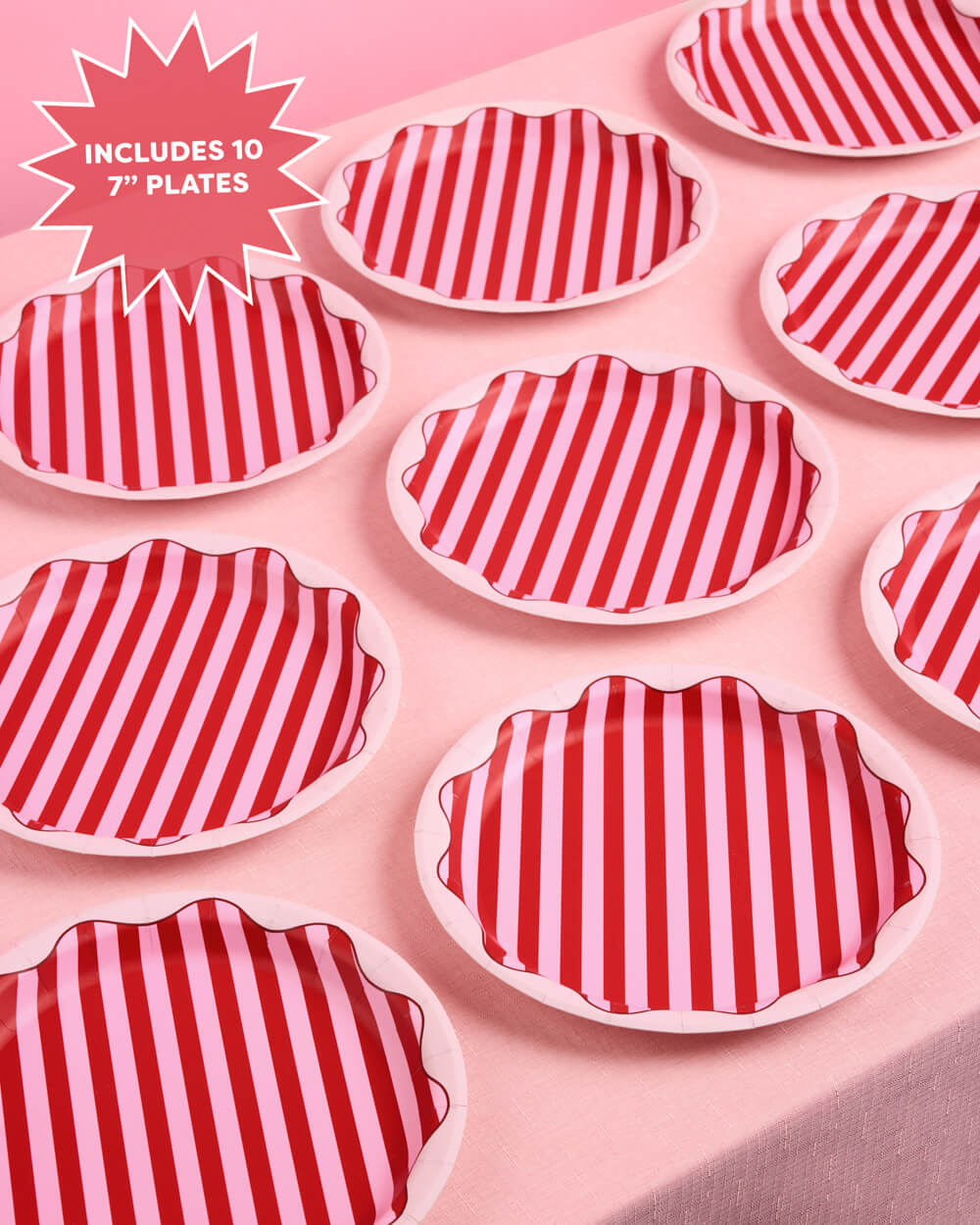 Candy Stripe Plates - 10 paper plates, 9in