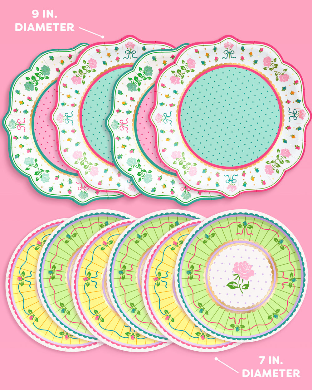 Tea Party Plates - 32 pastel floral plates