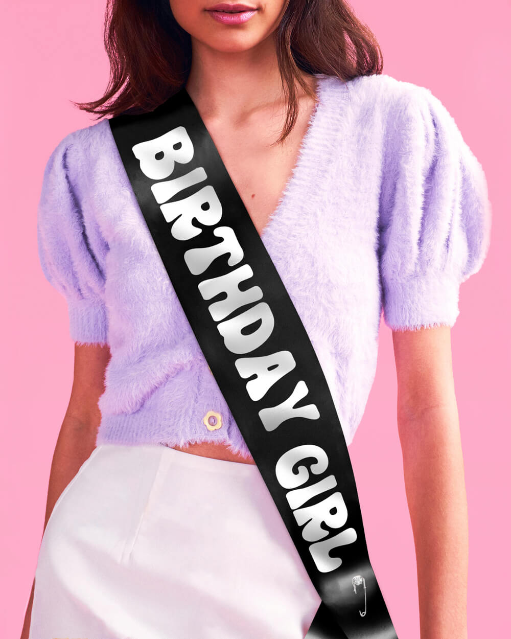 Western Bday Girl Sash - black + silver foil