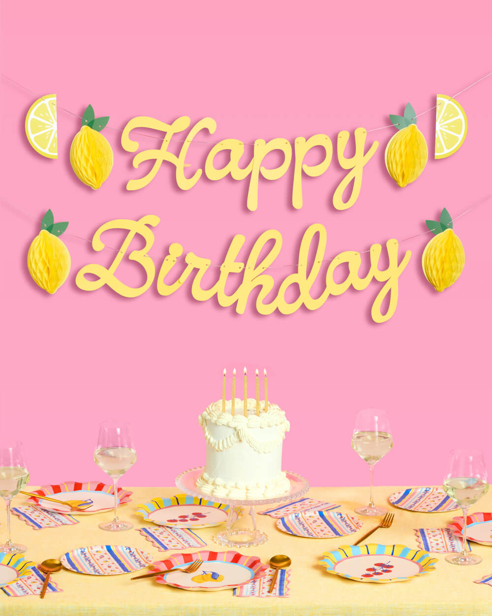 Happy Birthday Lemon Banner - lemon birthday banner