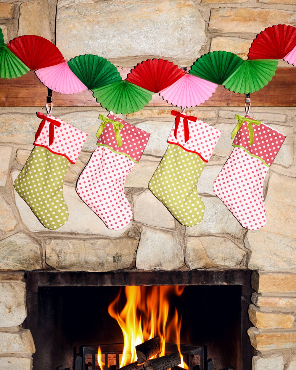 Polka Dot Stockings - 2 canvas stockings