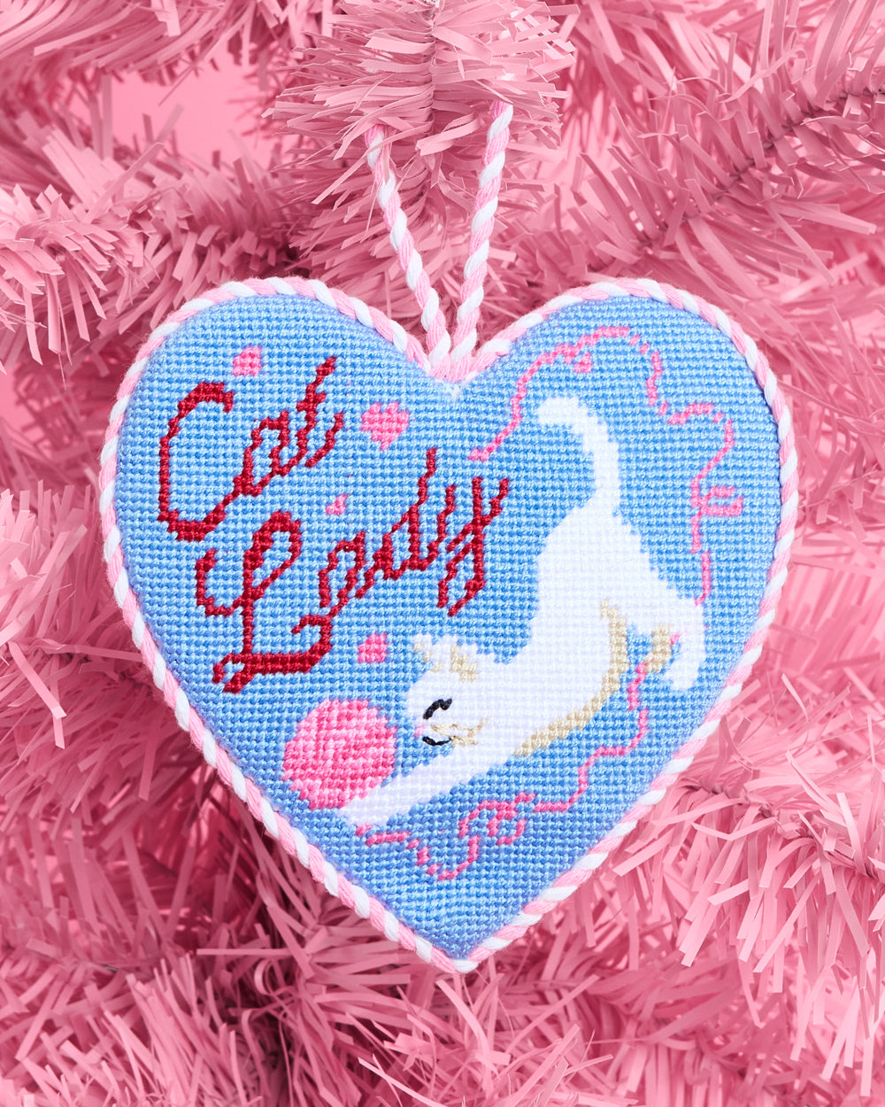 Cat Lady Ornament - blue velvet ornament
