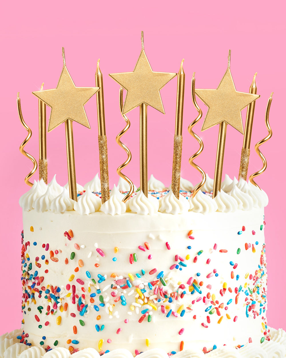 Make a Wish Gold Candles -  14 gold glitter candles