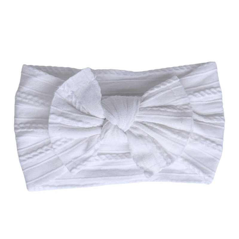 Solid Knit Nylon Headband - White