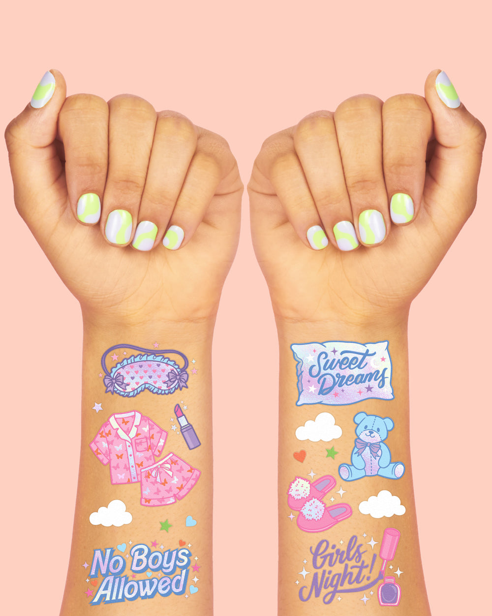 Sleepover Tats - 50 foil temporary tattoos