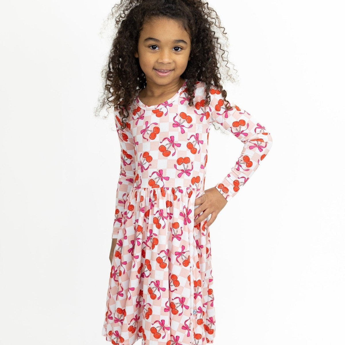 Sweet Cherry Love Long Sleeve Twirl Dress