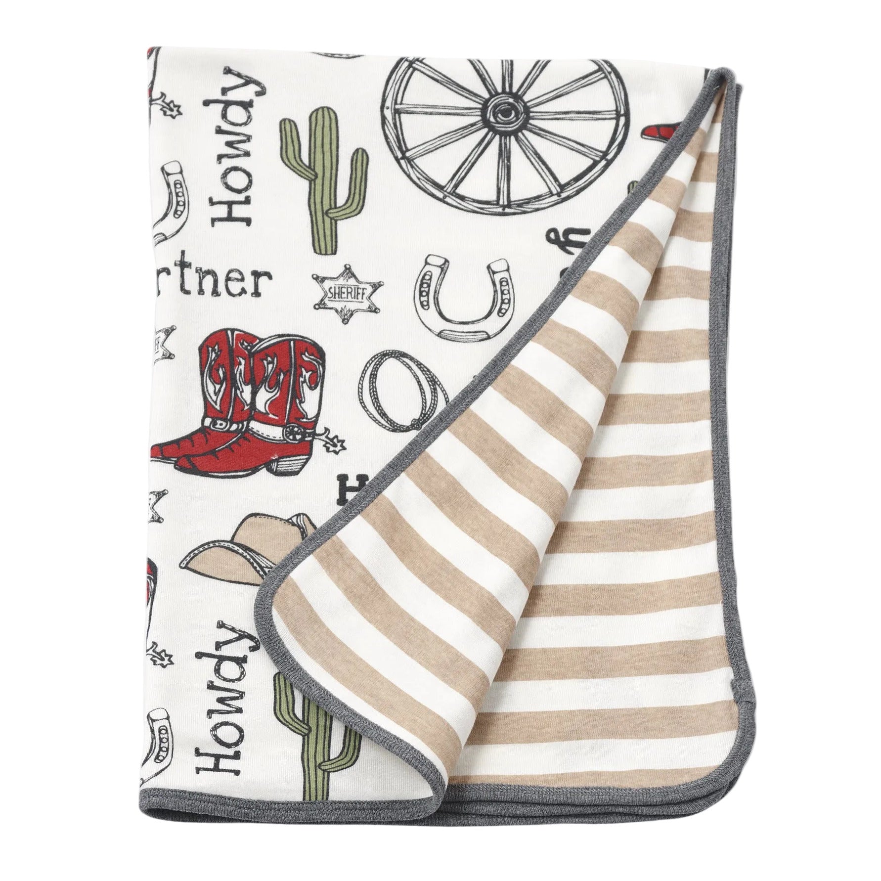 Western Cowboy Howdy Partner Cotton Baby Stroller Blanket