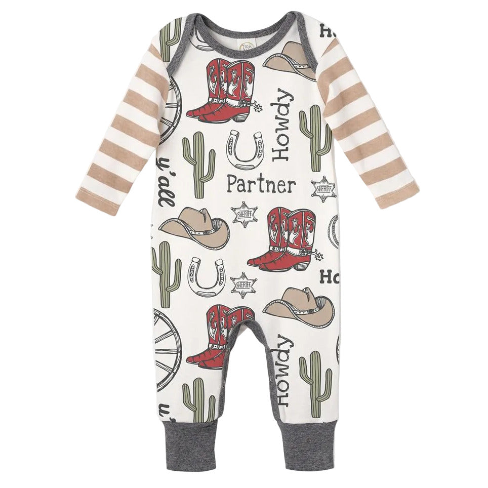Western Cowboy Howdy Partner Cotton Romper