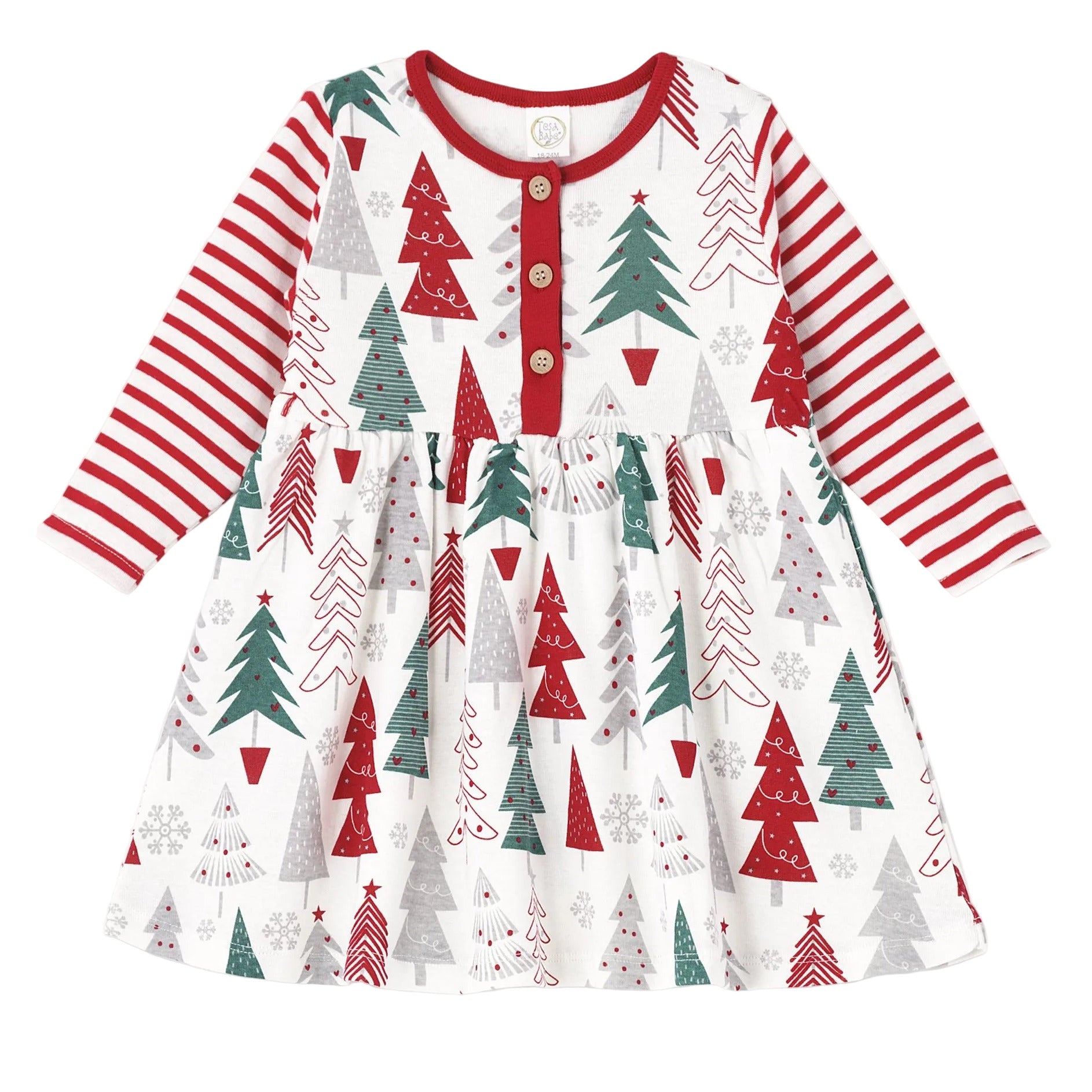 Baby Girl's Christmas Trees Cotton Dress