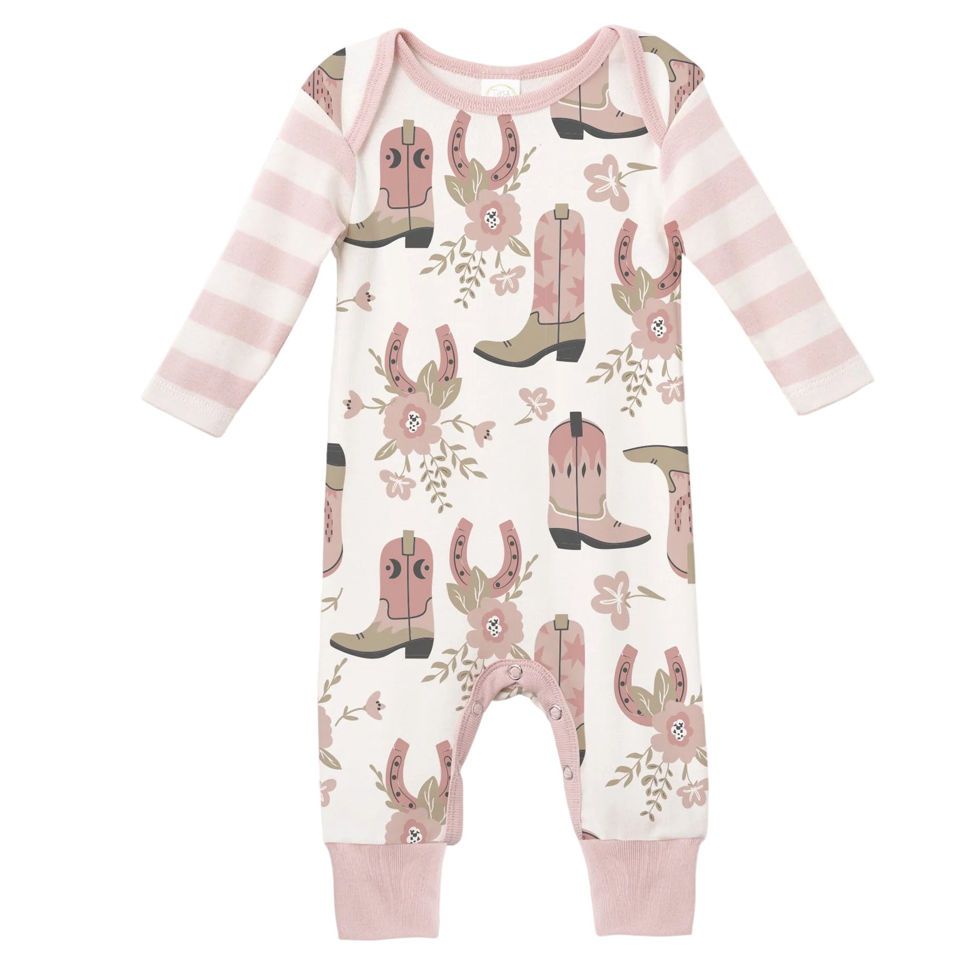 Western Cowgirl Boots Baby Cotton Romper