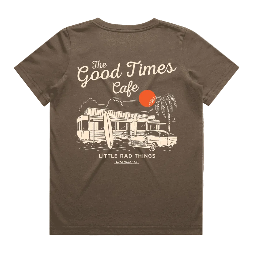 THE GOOD TIMES CAFE TEE - BROWN