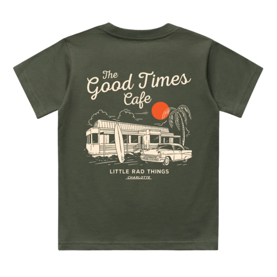 THE GOOD TIMES CAFE TEE - OLIVE
