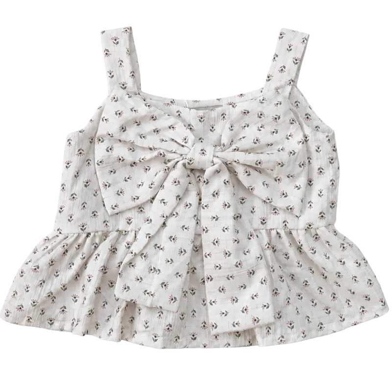 Tilly Bow Front Top - Cottage Rose