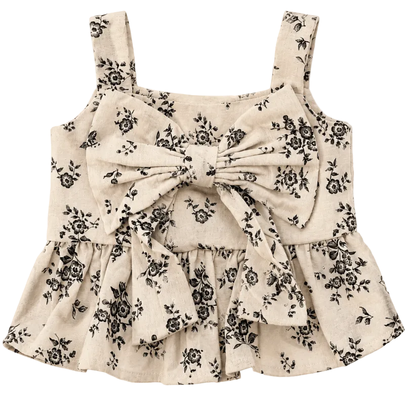 Tilly Bow Front Top - Sepia Garden