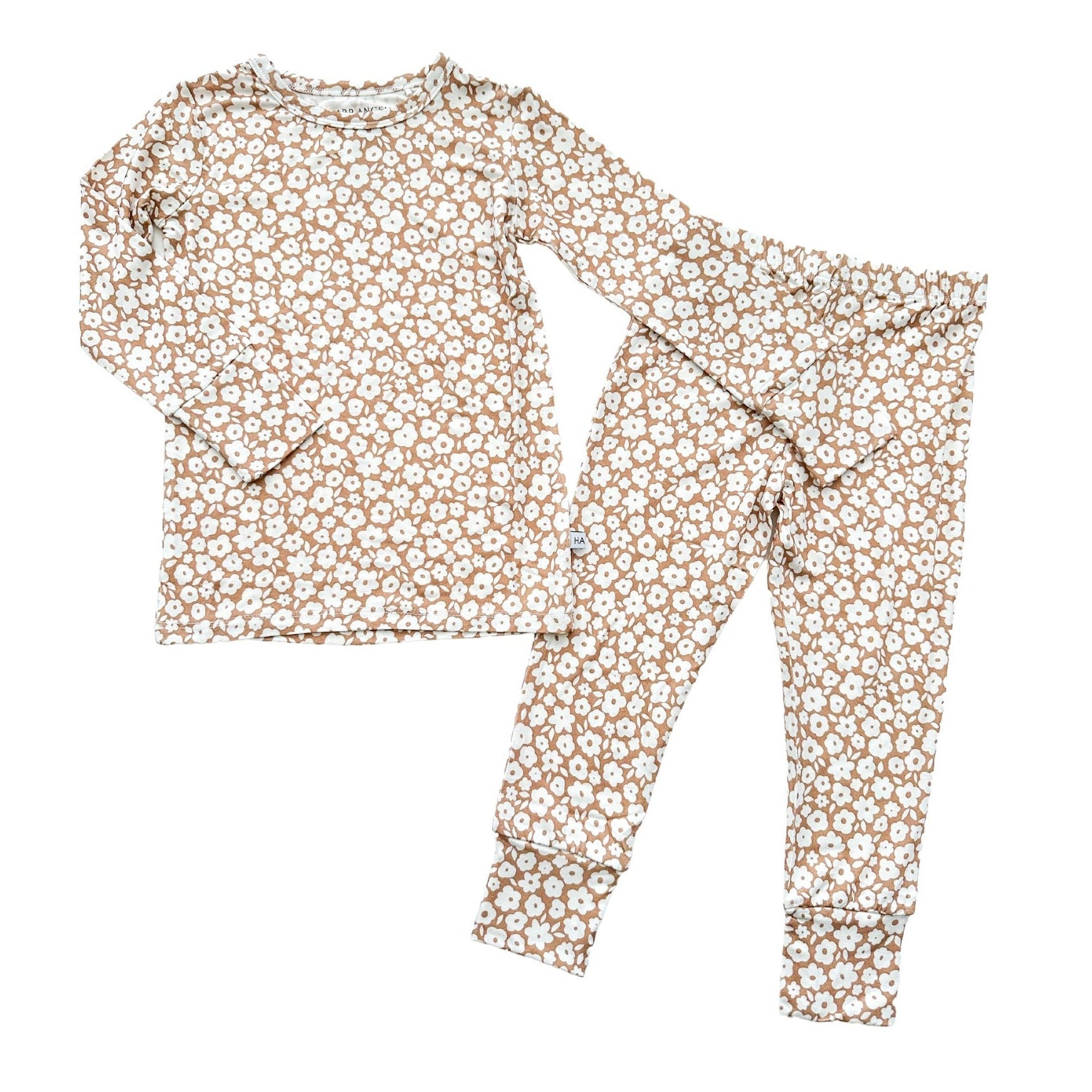 Mocha Ditsy Floral Bamboo Pajama Set