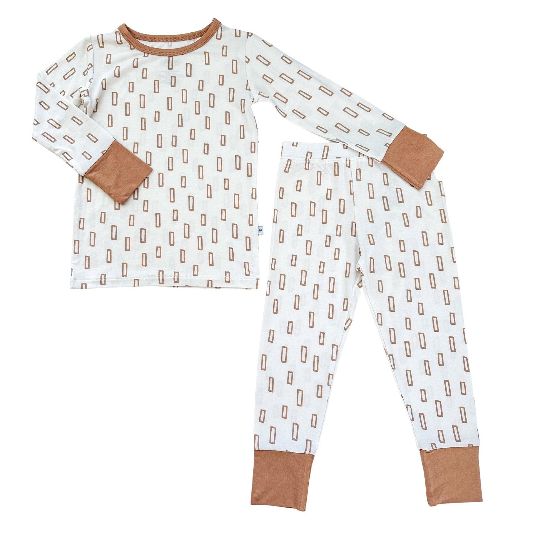 Neutral Rectangle Bamboo Kids Pajama Set