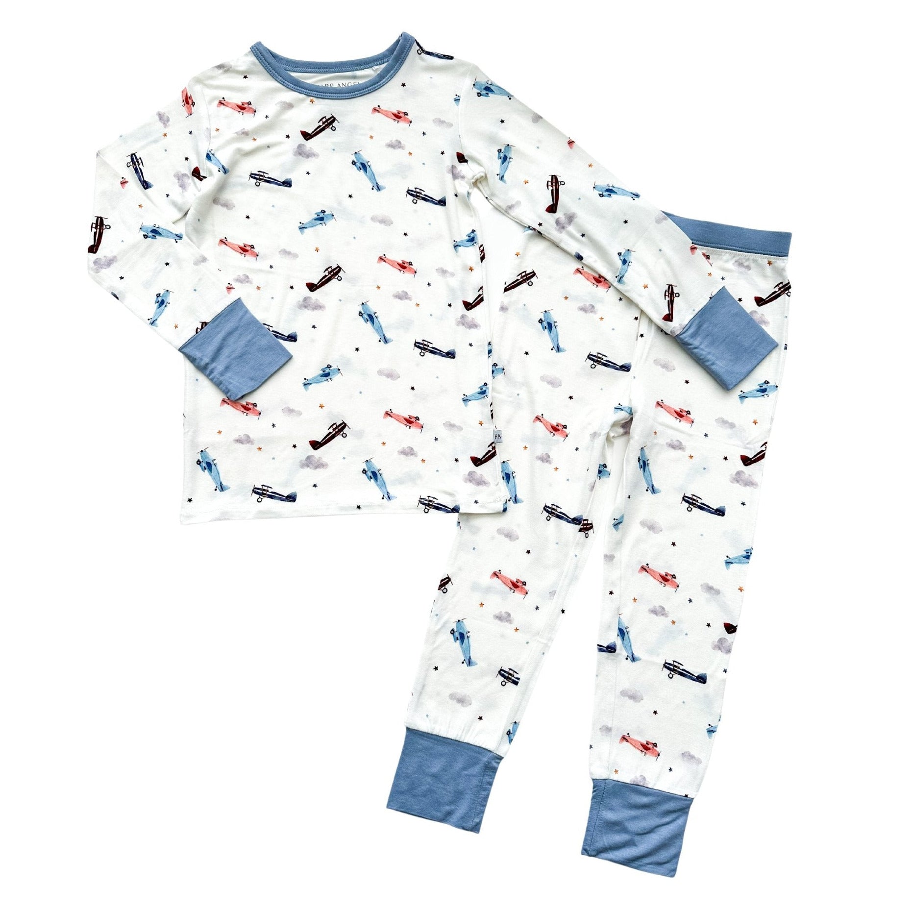 Vintage Airplane Bamboo Kids Pajama Set