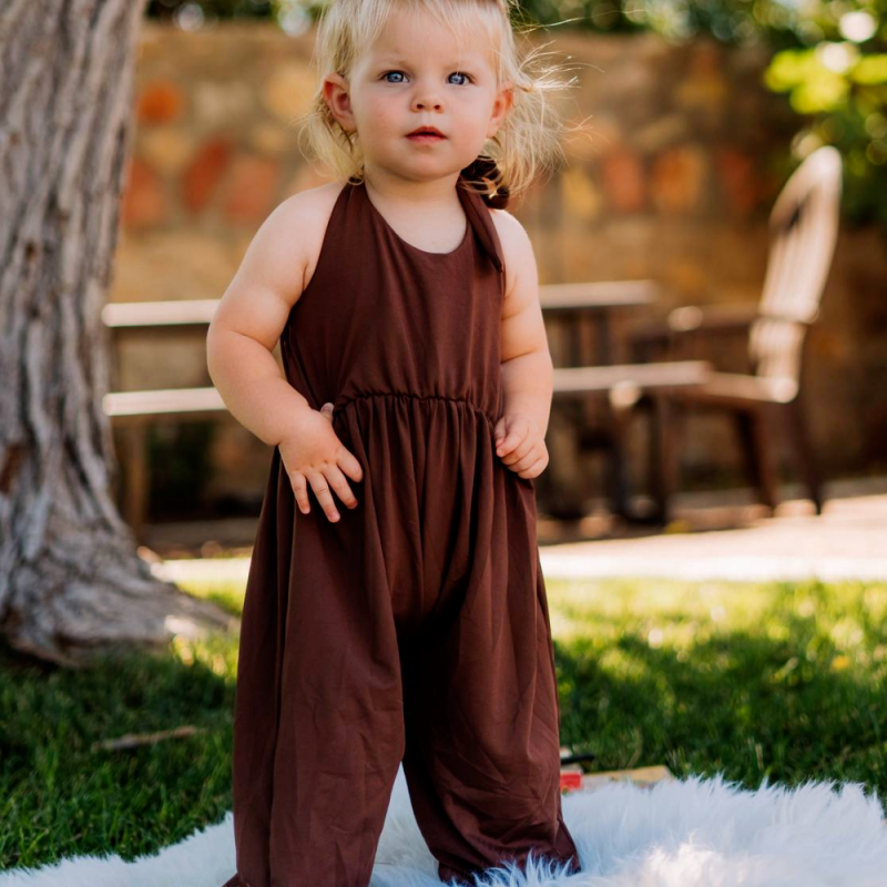 Willa Wide-Leg Halter Jumpsuit - Chestnut