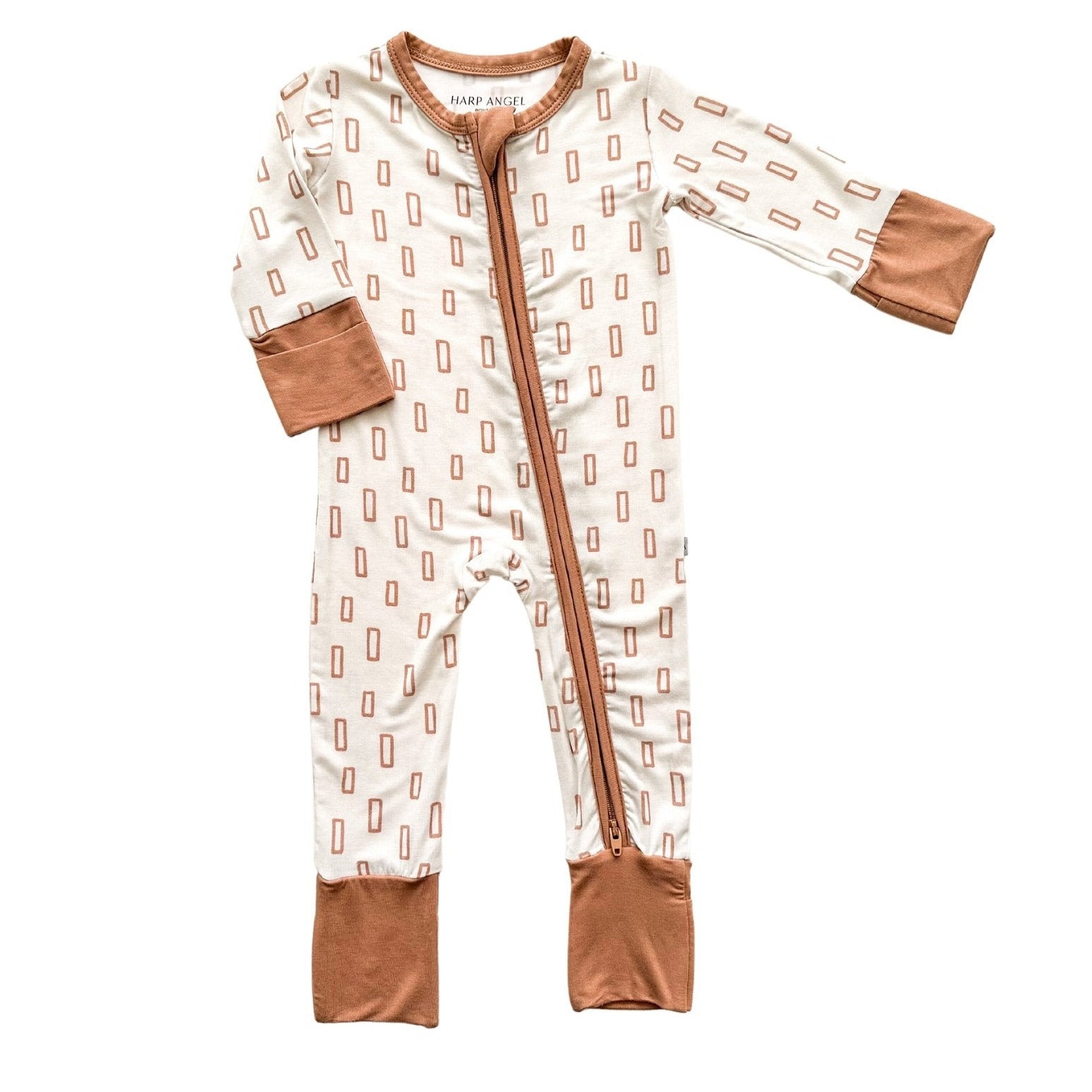 Neutral Rectangle Baby Pajamas | Zipper Romper