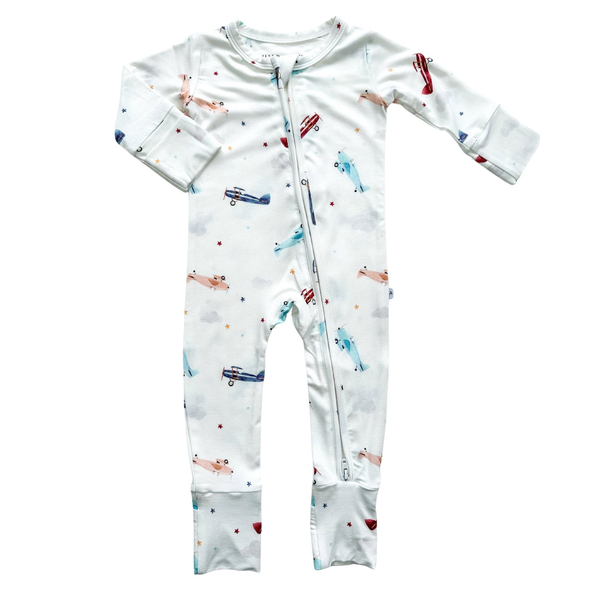 Vintage Airplane Baby Pajamas | Zipper Romper